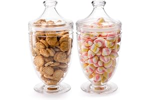 Hacaroa 2 Pack Acrylic Apothecary Jars with Airtight Lids, 46 Oz Clear Plastic Candy Cookie Jars for Candy Buffet, Decorative