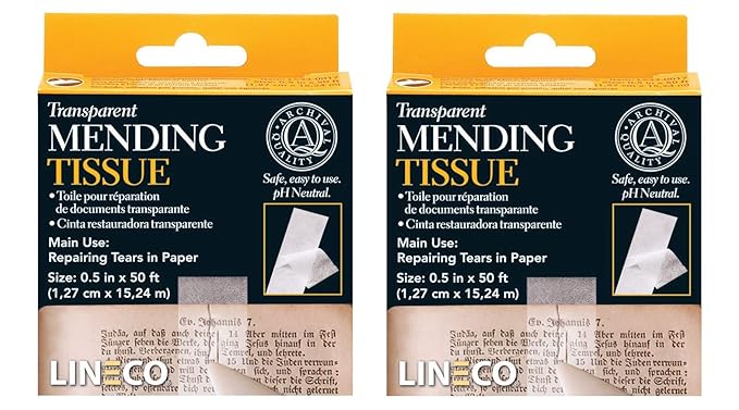 Lineco Transparent Mending Tissue 1/2x50, Set of 2