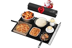 VTAR Electric Food Warming Mat Tray Warmer for Party Buffet Servers, Dual-Zone Heating with Independent Temperature Control, Hot Logic Heating Heater, Full Surface Keep Warm - Black
