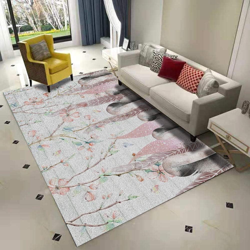 Pgron Durable Carpet Stylish Rugs Plum pattern feather print non-slip absorbent soft carpet in living room bedroom,160×230cm