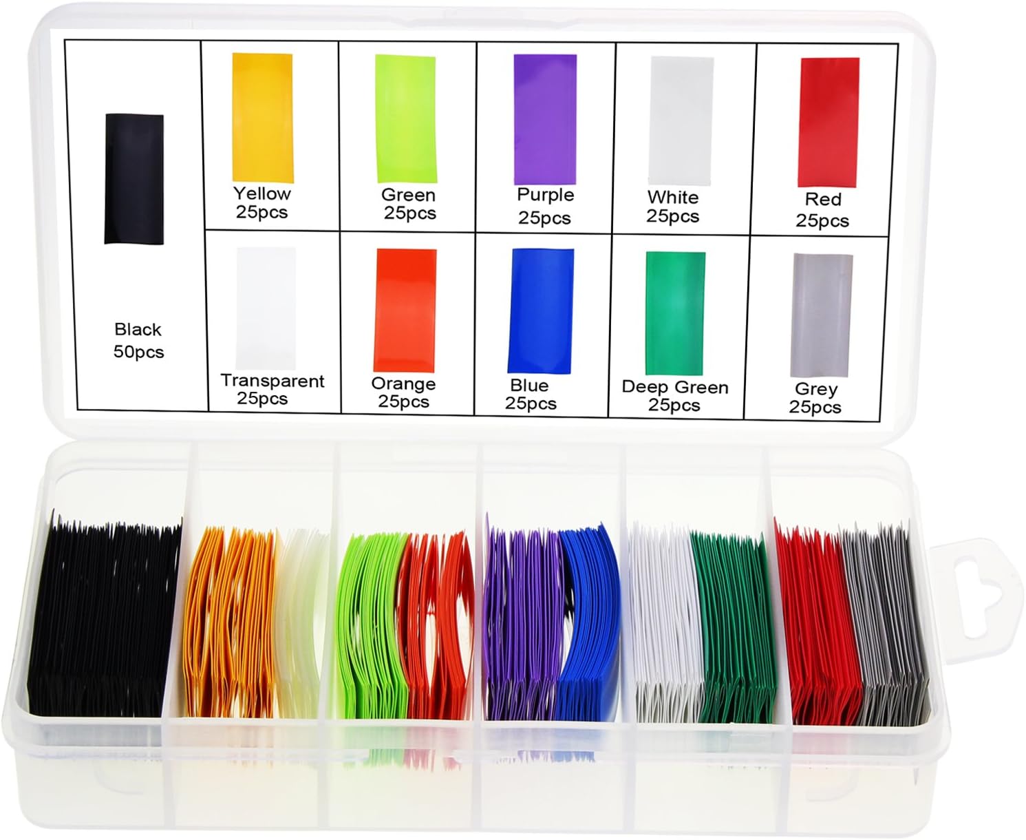 KEESIN Flat PVC Heat Shrink Tube Tubing Battery Wrap for AA Battery 11 Colors 300Pcs
