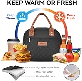 HOMESPON Insulated Lunch Bag for Women Men Black Side Pockets Large Capacity view 4