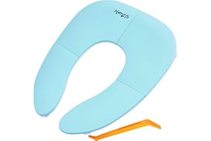 HOMSIS Portable Potty Seat for Toddler, Folding Travel Potty Seat Cover for Boys and Girls, Fits Round & Oval Toilets, with Non-Contact Opening Pry Bar, Aqua