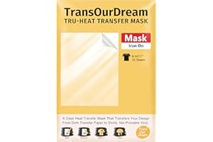 TransOurDream Heat Transfer Mask & Iron on Tape (10 Sheets, 8.5x11")- Iron-On Clear Positioning Film for Dark Transfer Paper & Printable HTV on Shirts