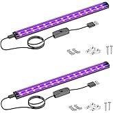 Onforu 2 Pack 10W LED Black Light Bar, 1ft, USB Blacklight Tube, Blacklight Bars with Switch, Black Light for Fluorescent Tapestry Poster, Cabinet, Glow Party, Halloween, Classroom, Body Paint