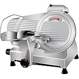 Super Deal Commercial Stainless Steel Semi-Auto Meat Slicer, Cheese Food Electric Deli Slicer Veggies Cutter