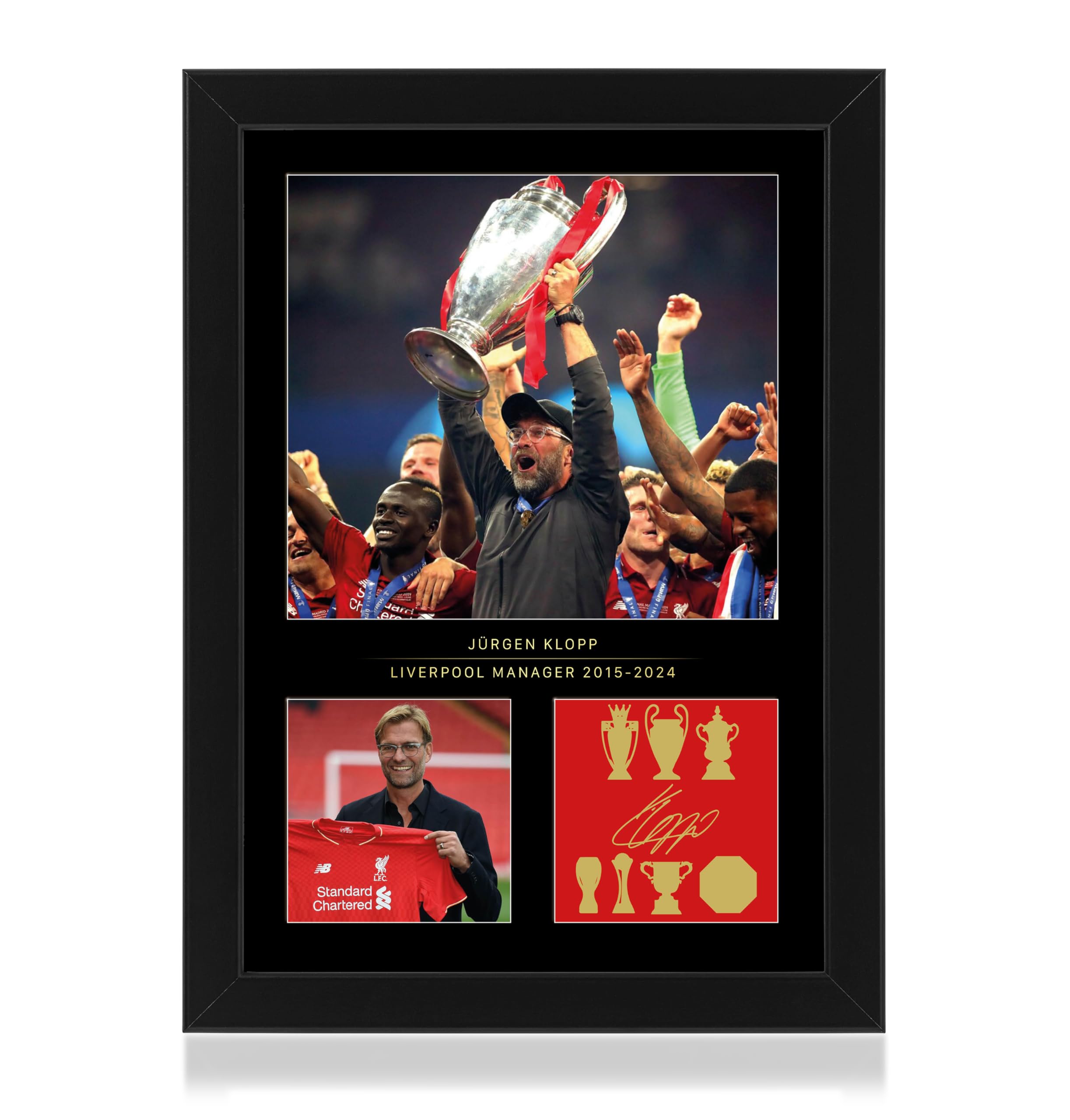 Win FC Jurgen Klopp A4 Framed Photo Display - Reproduced Digital Signature - Gift For Liverpool Fans