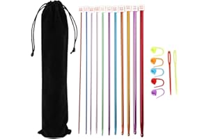 MYTOAU 11pcs Crochet Hook Set,Tunisian Crochet Hooks with Storage Bag Long Crochet Needles for Crocheting 2mm-8mm,Great Knitt
