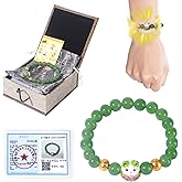 biuufish Lucky Cat Bracelet with Real Jade Beads, Ceramic Cat Pendant, Feng Shui Good Luck Wealth Health Prayer Beads Energy Protection Jewelry Bracelet for Women Men Gifts
