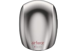 World Dryer J-973A3 Airforce Automatic High-Speed Energy-Efficient Hand Dryer Stainless Steel Cover, Brushed 110-120V
