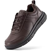 FitVille Extra Wide Men Walking Shoes Wide Dress Sneakers Comfortable Leather Shoes for Men Lightweight Plantar Fasciitis Bunions
