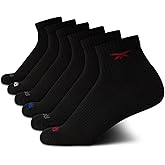 Reebok Boys Quarter Socks - 6 Pack Stretch Performance Quarter Cut Arch Support Socks - Cushioned Athletic Socks for Boys