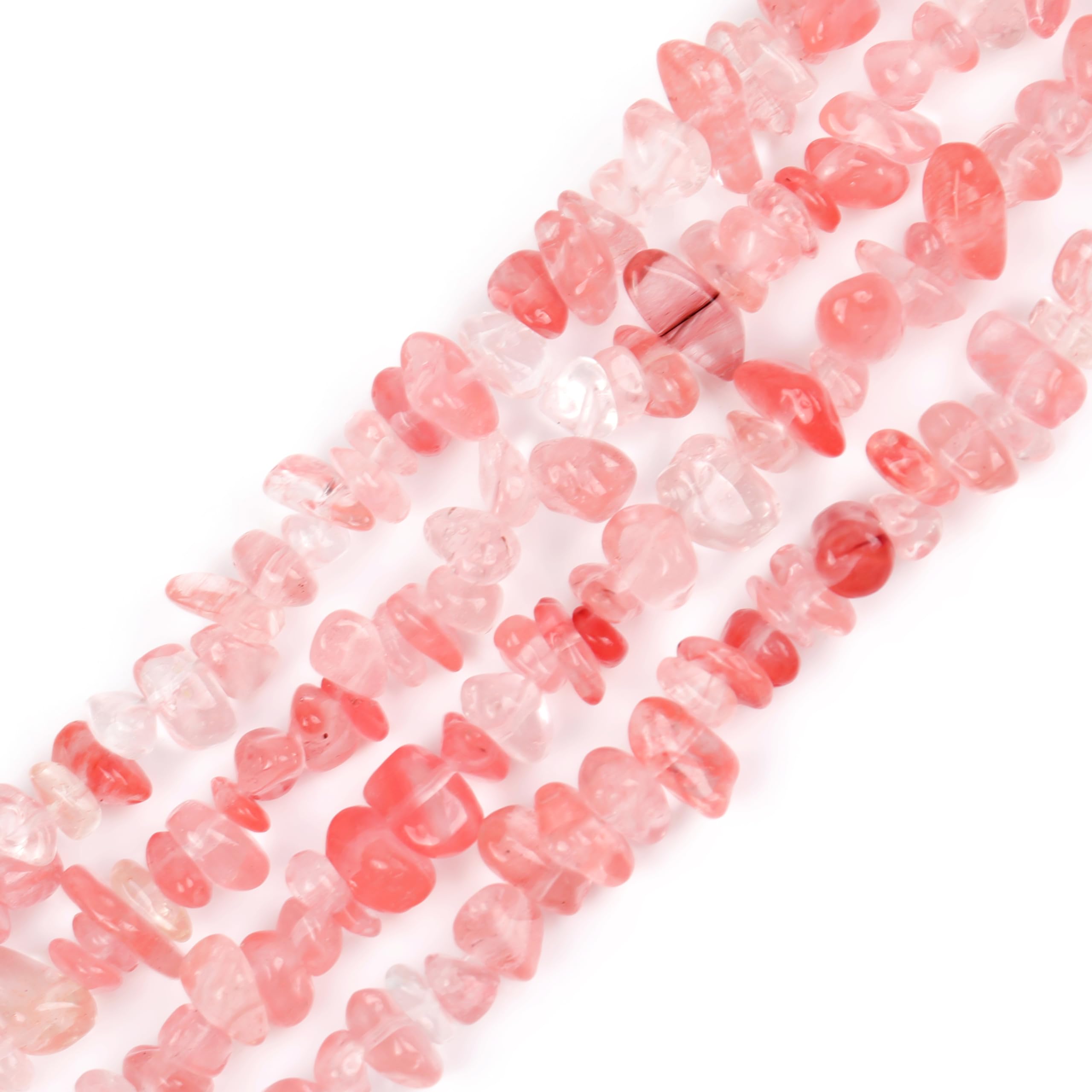 GEM-Inside Cherry Glass Crystal Chips 5-8mm Gemstone Semi Precious for Jewellery Making 34" per Strand — image 1