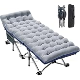 ABORON Camping Cot for Adults, 28 in Wide Folding Bed with Mattress | 800 lbs Capacity Heavy Duty Frame, 1200D Oxford Cot with Removable Pad and Carry Bag For Camping, Home And Travel