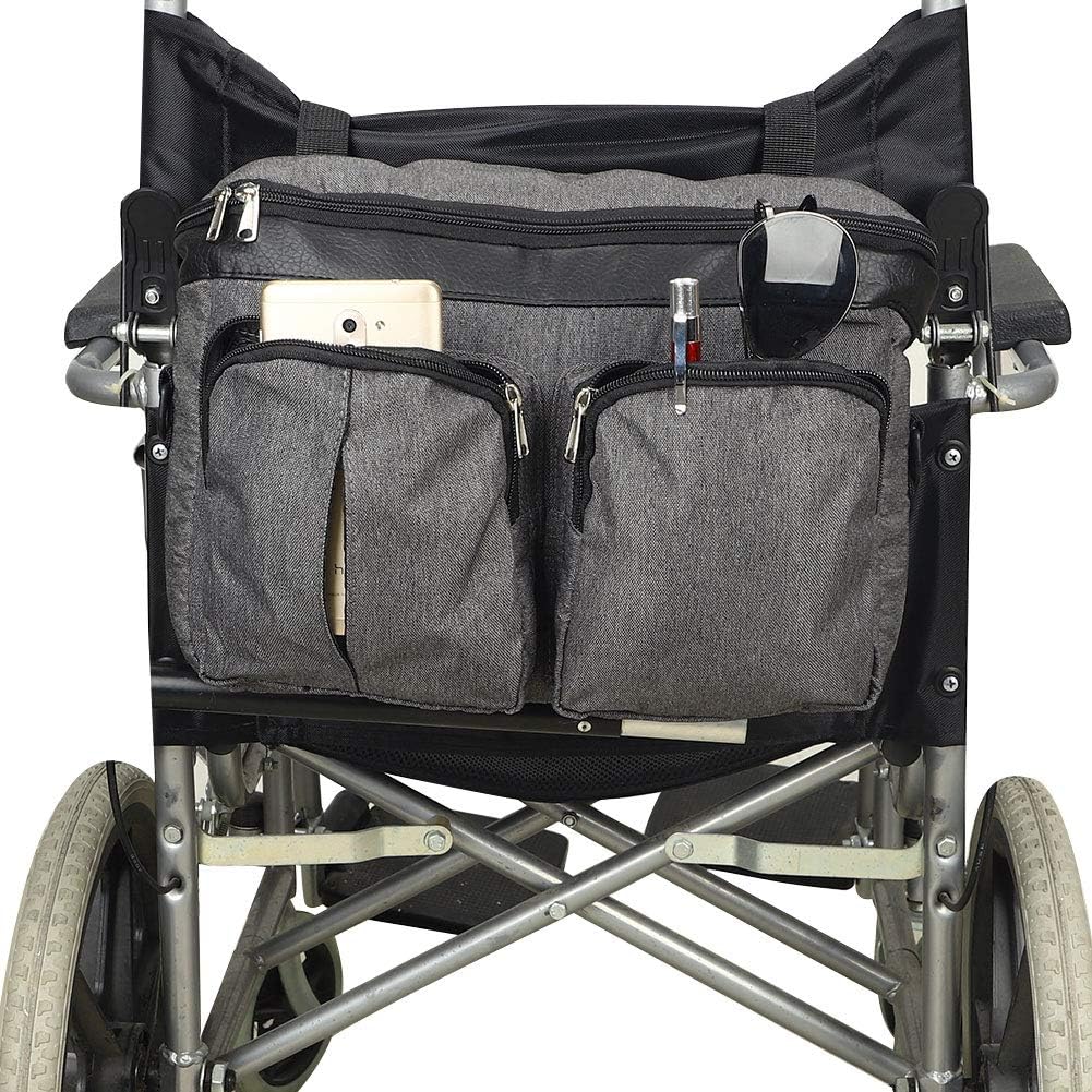 Wheelchair Backpack Bag Free Hands, Transport Chairs Side Organizer Storage Backpack Pouch Fits Walkers, Rollators，Scooters, Waterproof Walker Accessories Pouch: Health & Personal Care