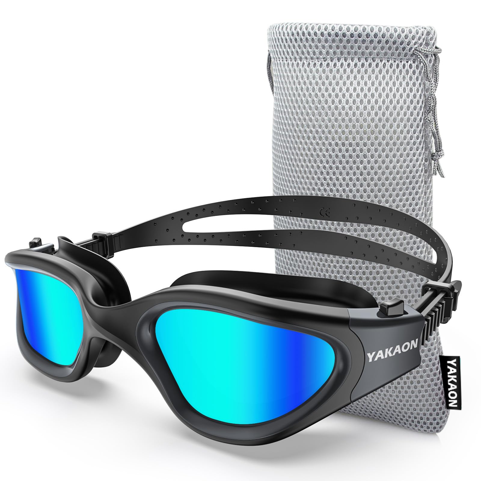 YAKAON G1 Polarized Swimming Goggles, Wide View Swim Goggles Anti-Fog for Men Women Adult