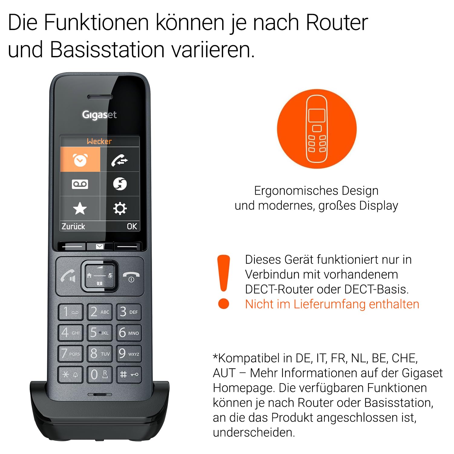 Gigaset Comfort 520HX Duo - 2 DECT-Mobilteile mit Ladeschale - Fritzbox-kompatiel, Schnurloses Telefon für Router & DECT-Basis, titan-schwarz [Kompatibel in DE, IT, FR, NL, BE, CHE, AUT] [Ohne Basis] 2