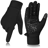 FURTALK Lightweight Gloves for Men Women with Spliced Design Cool Weather Anti-Slip Running Cycling Driving Warm Fleece Lined