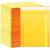 DaSen Kraft bubble mailers 6x9 Inch 100 Pack,Self-Sealing Paper Envelopes for Packaging,Strong Adhesion Envelope Mailers, Small Waterproof Cushioned Padded Shipping Bags Yellow #0