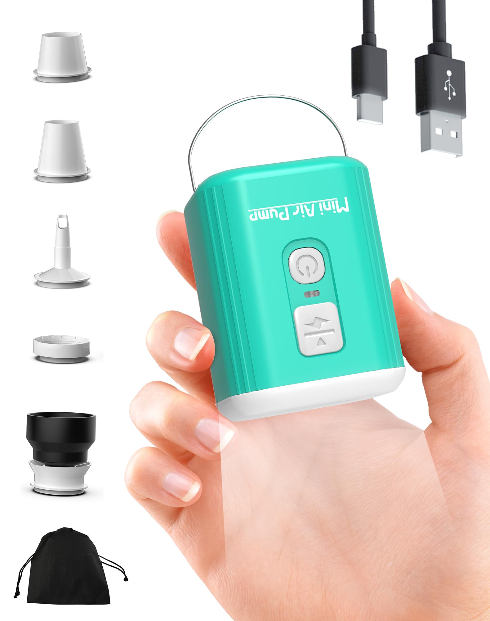 Photo 1 of Aoypalp Mini Air Pump for Inflatables with 1600mAh Battery USB Rechargeable, Portable Air Mattress Pump to Inflate Deflate for Pool Floats, Air Bed, Air Mattress Swimming Ring, Vacuum Bags,Green
