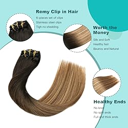SURNEL Clip in Human Hair Extensions 18 Inch 6pcs