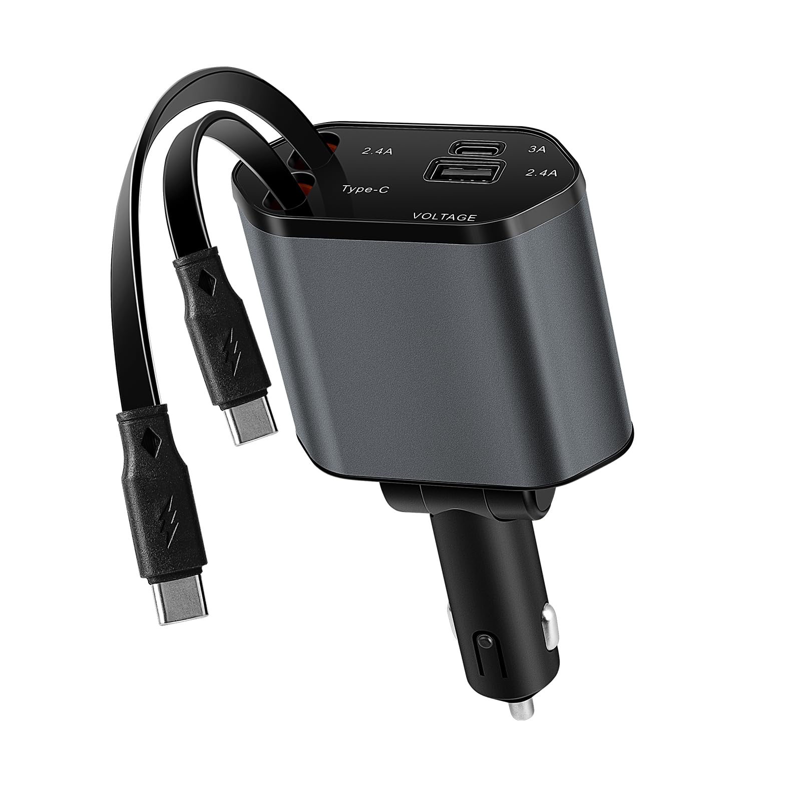 Kwak's Retractable Car Charger,100W USB C Car Phone Charger, Fast Phone Dual Port Charging for Car Compatible with iPhone 15/15 Pro Max/14 Pro Max/13/12/11 (TIPE-C+TIPE-C)