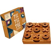 BSIRI Wooden Tic Tac Toe Game Coffee Tabletop XO Blocks Ideal for Family Living Room Games Night for Adults for Desk Decor and Unique Wood Gifts for All Occasions 5.5 Inch