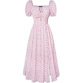 Scarlet Darkness Women's Floral Corset Dress with Split 2026 Summer Spring Square Neck Midi Milkmaid Dresses