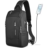 HEROIC KNIGHT Crossbody Sling Bag for Men, Waterproof Sling Crossbody Backpack with USB Charging Port, Anti Theft Chest Shoul