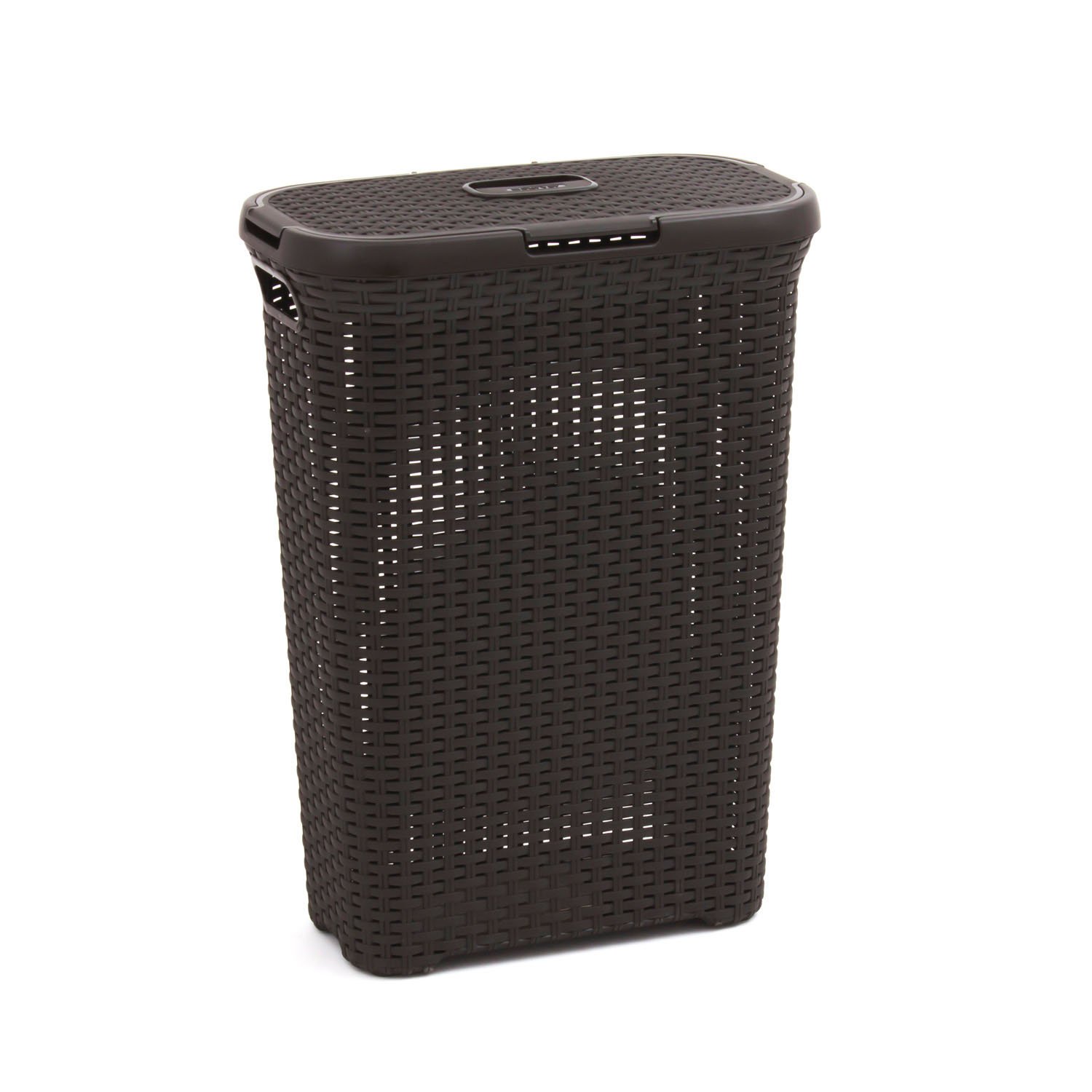 Curver 193009 Faux Rattan Laundry Basket 40 Liters Polypropylene 44.7 x 26.5 x 61.5 cm chocolate