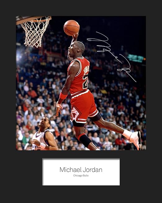 MICHAEL JORDAN Signed Mounted Photo Reprint 10x8 Size to Fit 10x8