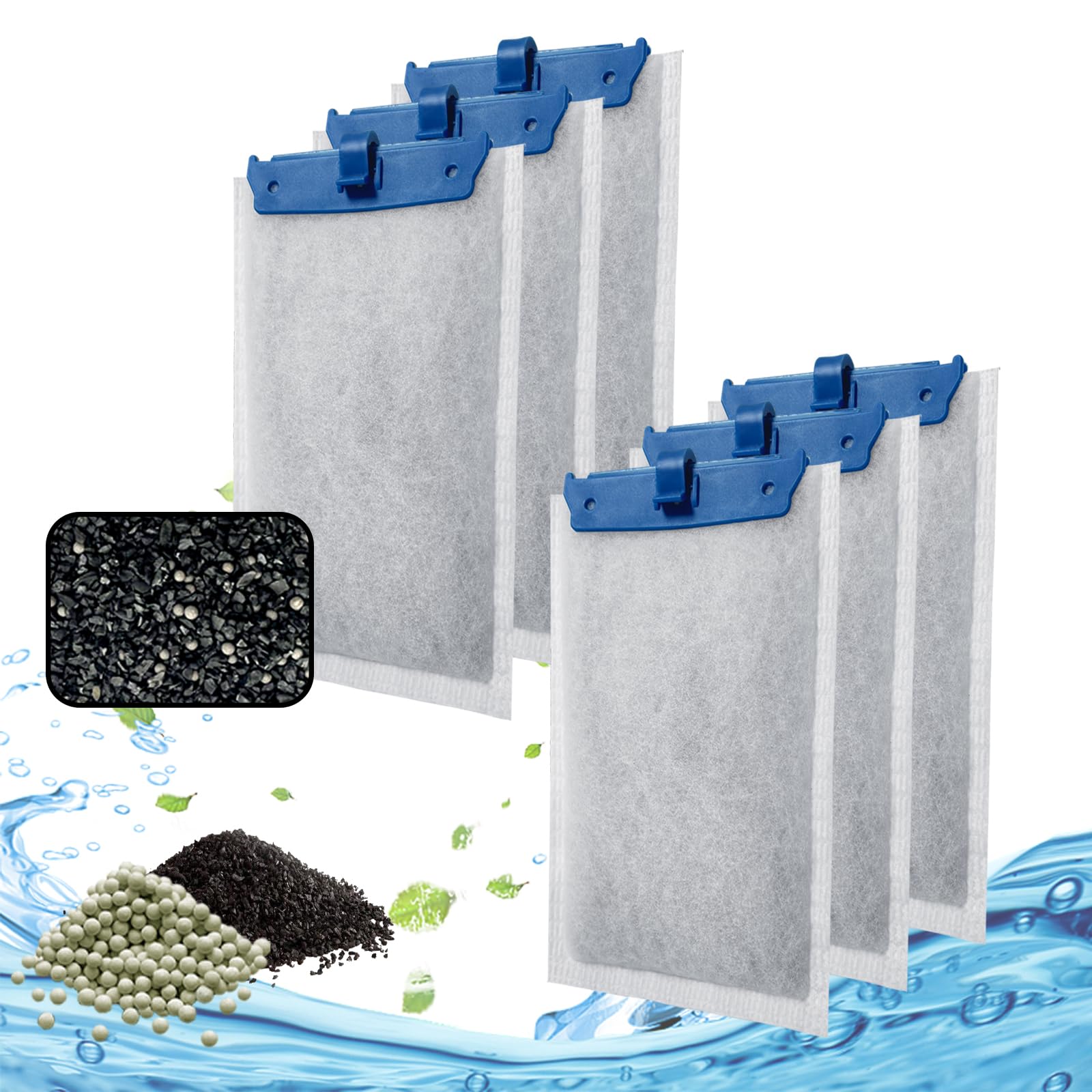 driamor 6 Pack Filter Cartridge for Tetra EasyCrystal Filter 250 and EasyCrystal FilterBox 300, Medium Cotton Replacement Filter Cartridges with Ultra-Activated Carbon and Zeolite