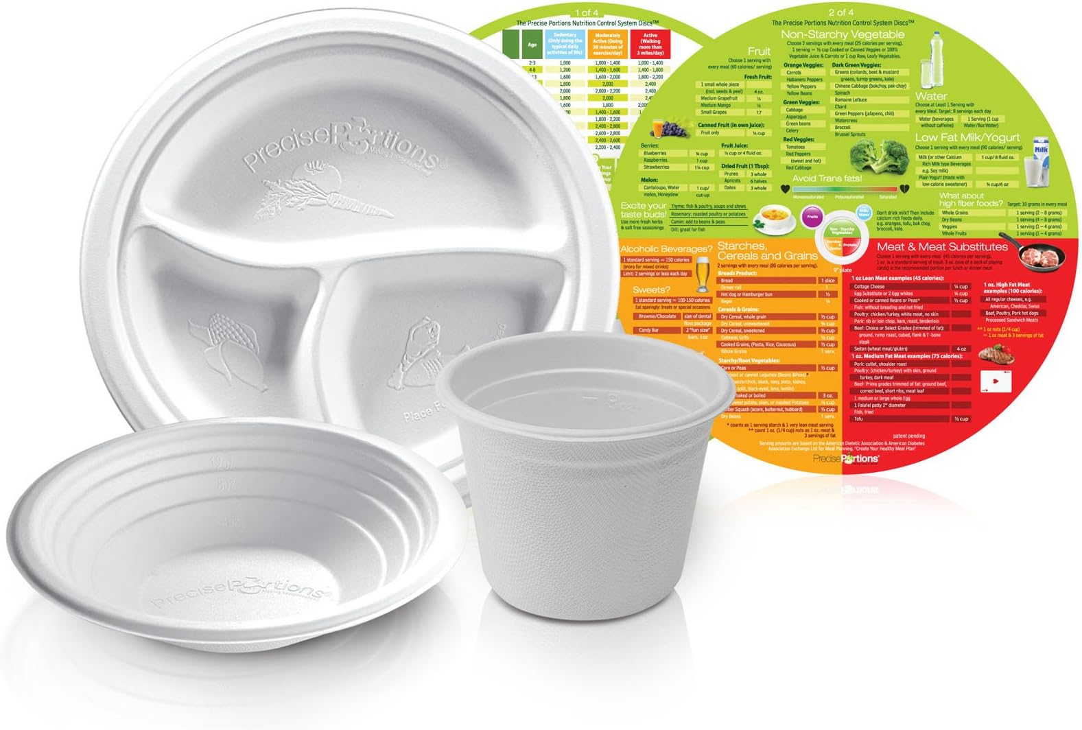 Disposable Plates, Bowls and Cups Set – Made of Natural Eco-Friendly Sugarcane Fiber - Great for Picnic or Travel (Pack of 77)