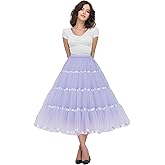 Shimaly Women's 4 Tiers Plus Puffy Petticoat 31" Midi Underskirt tea length Crinoline Tulle Petticoat Half Slip