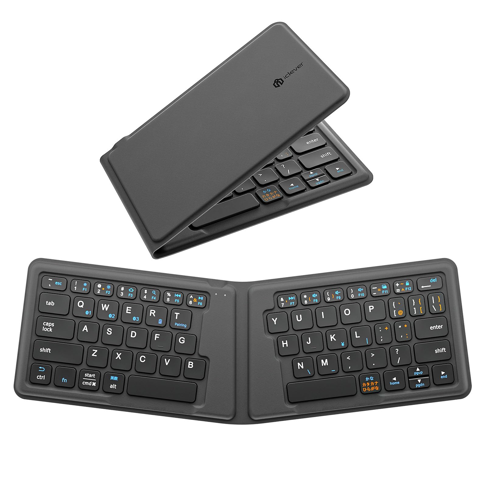 iClever 折りたたみ Bluetooth キーボード- 多ペアリング対応 360度回転可能 超軽量薄型 レザー保護カバー付き 折れない設計 iPad/iPhone/Mac/Android/Windows 対応 （ブラック）BK06商品画像