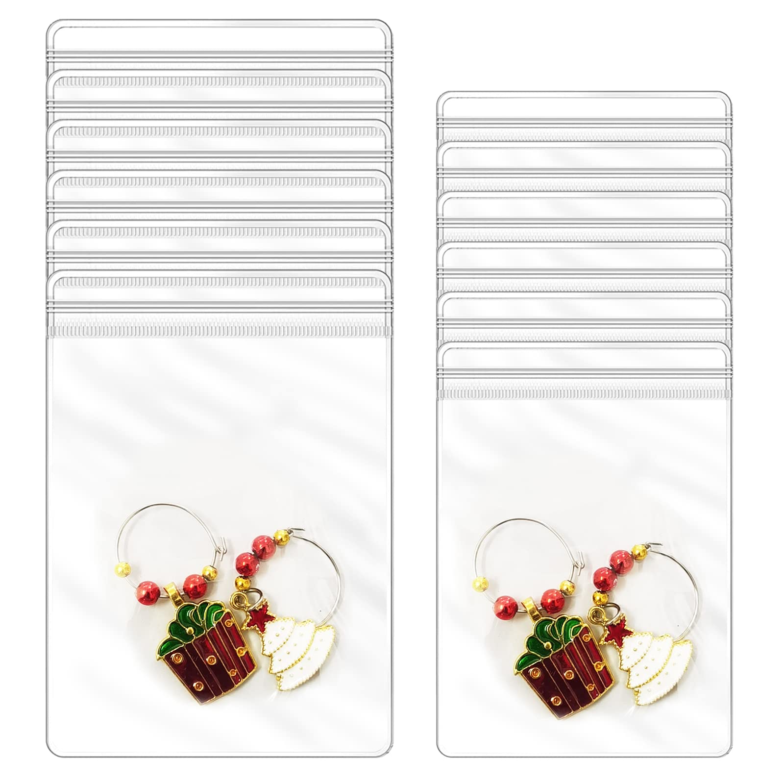 MaehSab 200 Pieces Transparent Anti Tarnish Jewelry Storage Pvc Zipper Lock Bag, Clear Self Seal Anti Oxidation Plastic Small Bag for Jewelry Earring Ring Necklace Organizer (6x8cm + 7x10cm)