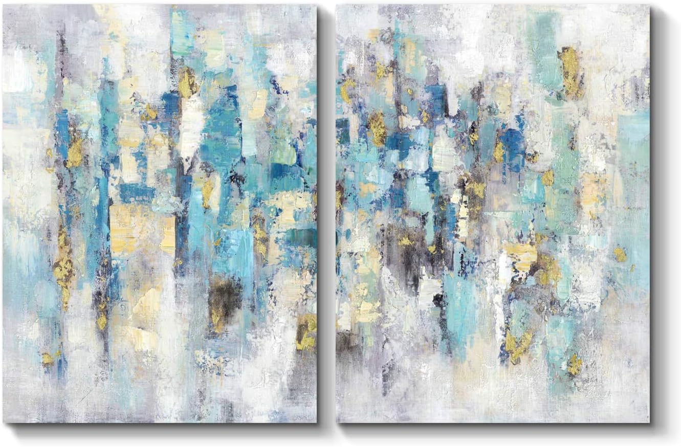 Paintings - TAR TAR STUDIO Modern Abstract Canvas Wall Art: Hand Painted Picture Abstract Artwork for Living Room (Overall 36''W x 24''H, Multiple Sizes)