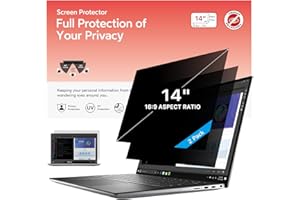 MOBDIK [2 Pack] Laptop Privacy Screen 14 Inch for 16:9 Aspect Ratio, Anti Glare & Blue Light Filter Protector, 14 in Removable Security Shield