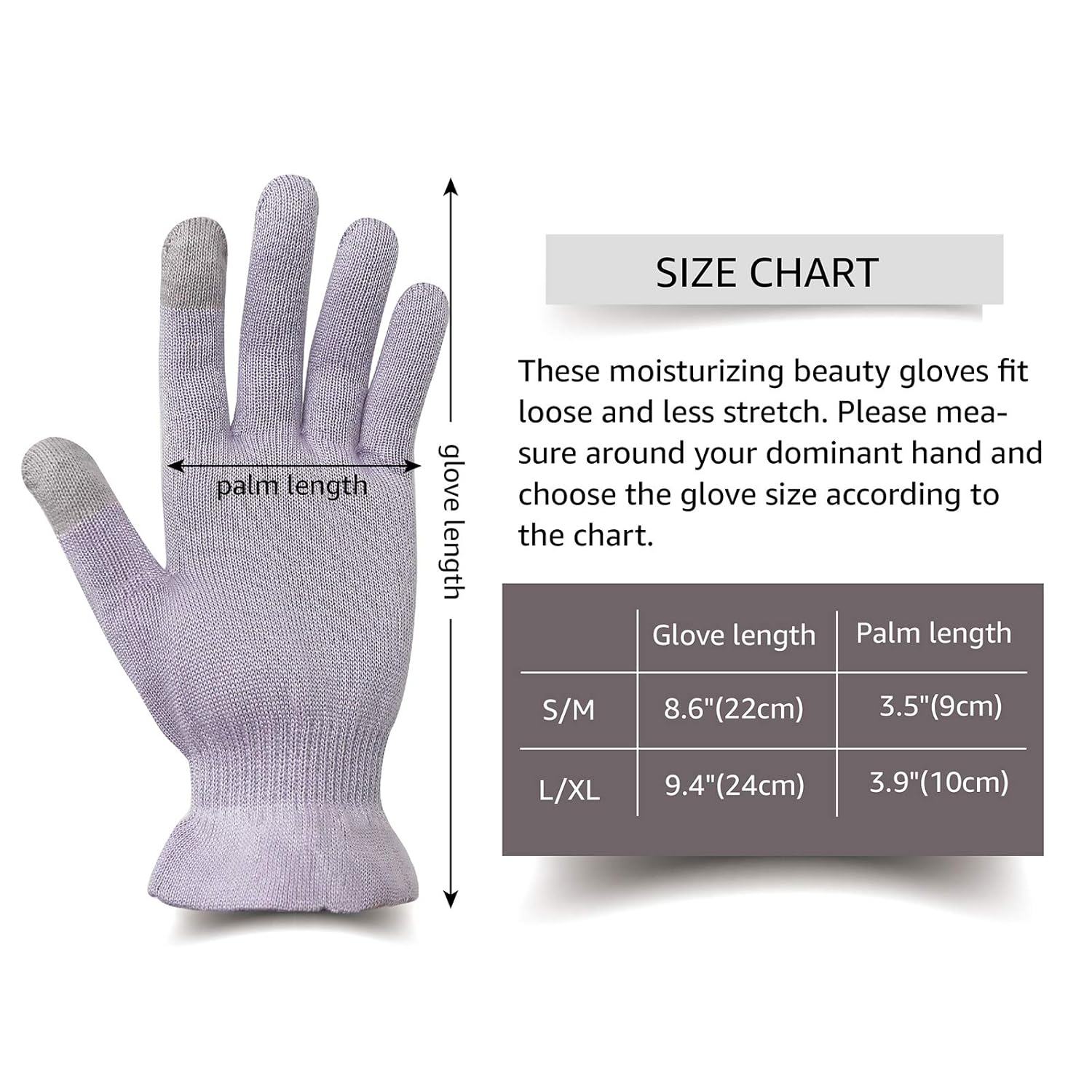 MIG4U Moisturizing Beauty Gloves Touchscreen Overnight Sleeping Glove for Women Dry Hands, Nighttime Lotion, Eczema, SPA, Cosmetic Treatment, grey purple 3 pairs size l/xl : Beauty