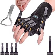 DrFinger Resting Hand Splint Brace - Adjustable Finger Straightening Support For Day & Night Use