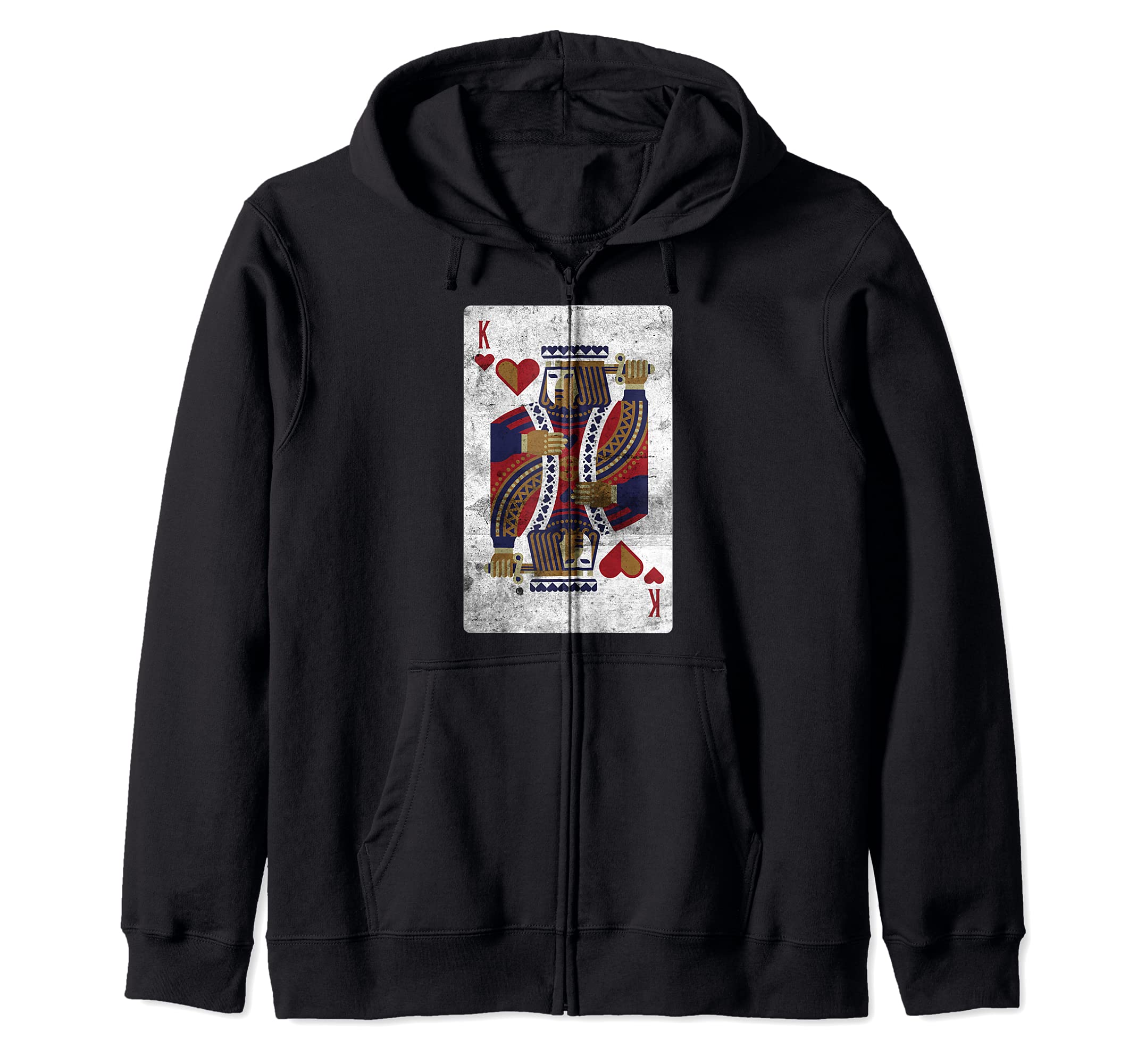 Funny Poker Casino King Of Hearts Card Player Zip Hoodie