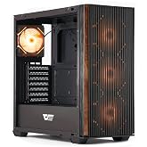 darkFlash DS900WS(2025) ATX PC Case, Genuine Walnut Wood, High Airflow, Pre-Install 4x120mm PWM ARGB Fans Computer Case, Mid-Tower Gaming PC Case, Type C Port, up to 360mm AIO(Black)