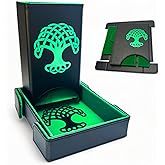 Luck Lab Folding Dice Tower &amp; Dice Tray for DND RPG, Tree of Life Green | Upgraded magnetic dice roller folds flat for compact storage, quiet rolls, and D&amp;D, RPG, and tabletop game nights.
