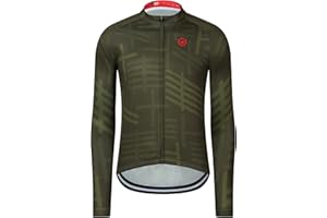 GCRFL Men's Cycling Jersey Long Sleeve Biking Shirt with 3+1 Zipper Pocket Breathable Quick Dry Bicycle Jersey