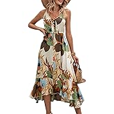 BROVAVE Women's 2026 Summer Casual Boho Sundress Polka Dot Spaghetti Strap V Neck Flowy Midi Dresses