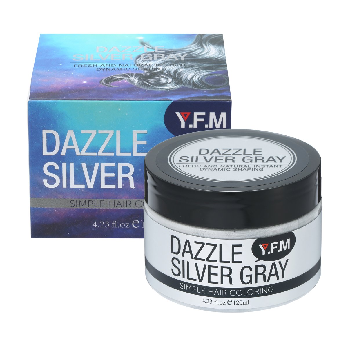 Temporary Silver Grey Hair Color Wax, Y.F.M Men Temporary Disposable Hair Mud Cream, Fresh and Natural Hairstyle Wax, Hairstyle Pomades for Party, Cosplay, Nightclub, Masquerade, Halloween 4.23.oz