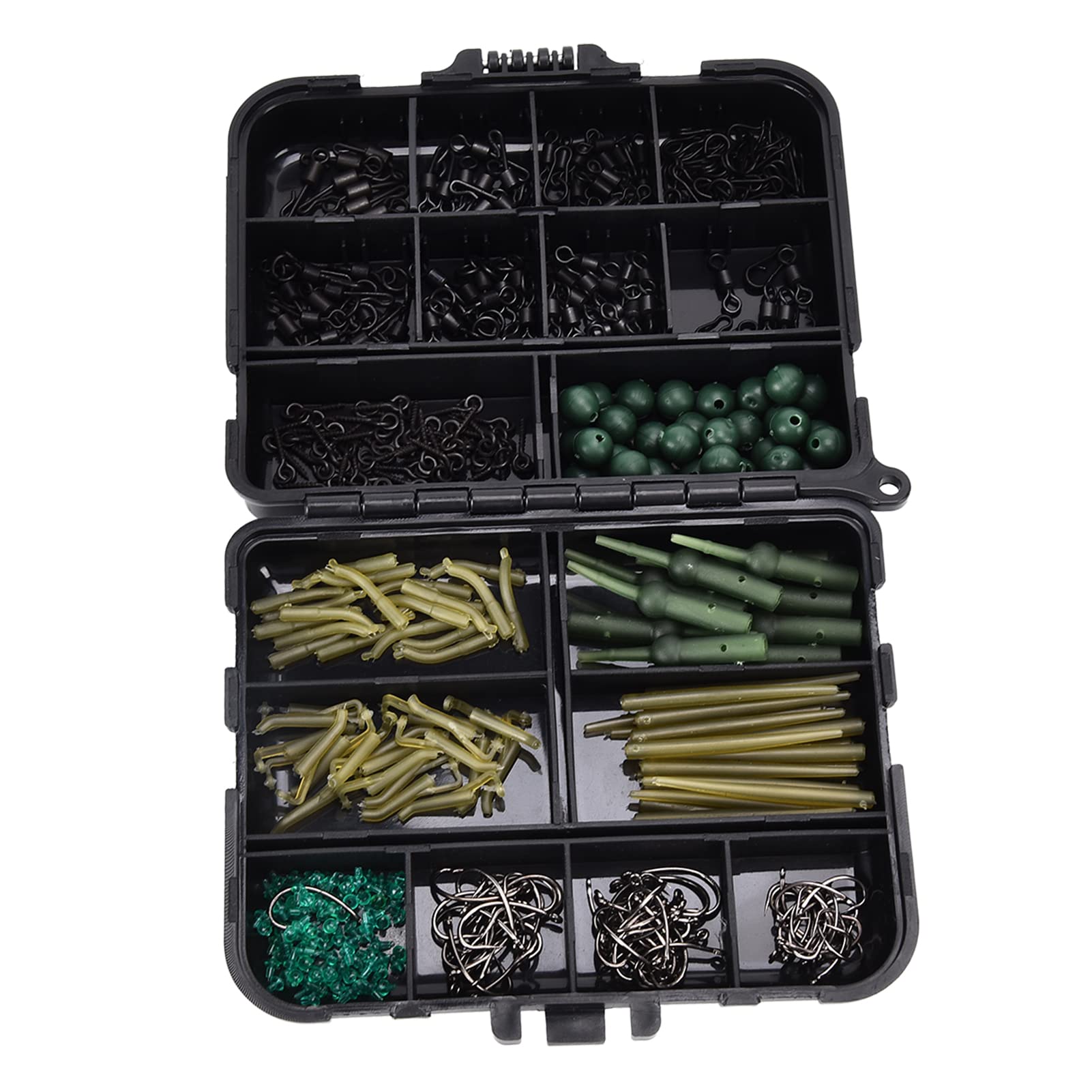 HERCHR Fishing Tackle Kit, 421Pcs/Box Carp Fishing Gear Set Including Boilie Bait Screw Link Swivels Sleeves Soft Fishing Beads Hooks for Bass Trout