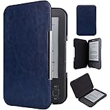 Kindle Keyboard 3rd Generation Case Book Style PU Leather Cover with 2 Pack Screen Protectors （Dark Blue）