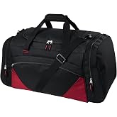 Uarition Gym Bag for Men &amp; Women, 55L Large Sports Duffle Bag, Black Red | Durable Carry-On, Perfect for Overnight Stays, Weekend Getaways, and Activities Like Working Out Sports Swimming.