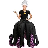 Womens Ursula Inflatable Costume | Adult Disney Villains Little Mermaid Skirt and Shell Necklace Outfit